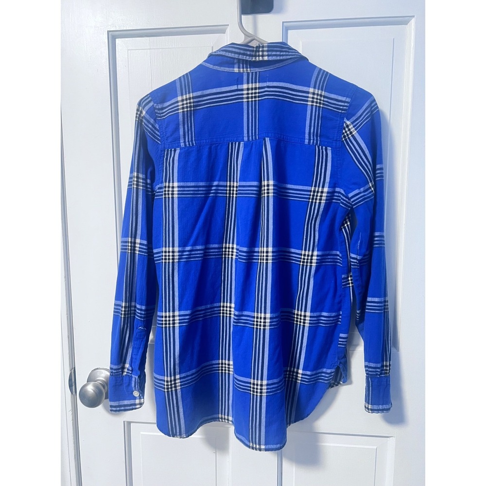 Old Navy Women's Classic Fit Plaid Long Sleeve‎ Button Up Shirt XS Royal Blue - Picture 3 of 5